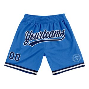 Custom Blue Navy-White Authentic Throwback Basketball Shorts