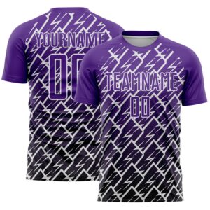 Custom Purple Black-White Lightning Sports Sublimation Soccer Uniform Jersey